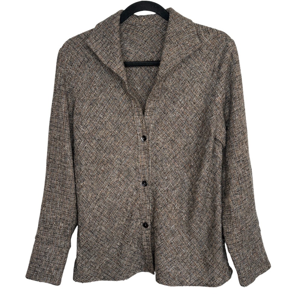 Peter Cohen Wool Blend Tweed Jacket Shacket M Designer Quiet Luxury Capsule USA